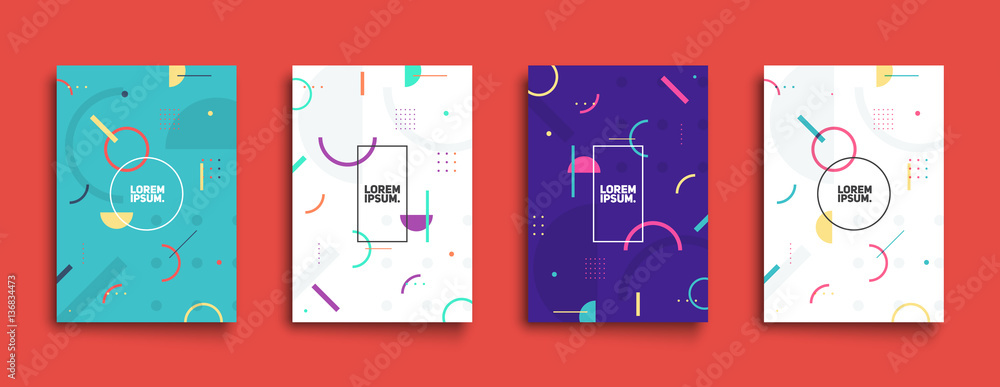Covers with trendy minimal design. Cool geometric backgrounds for your design. Applicable for Banners, Placards, Posters, Flyers etc. Eps10 vector template. - obrazy, fototapety, plakaty 