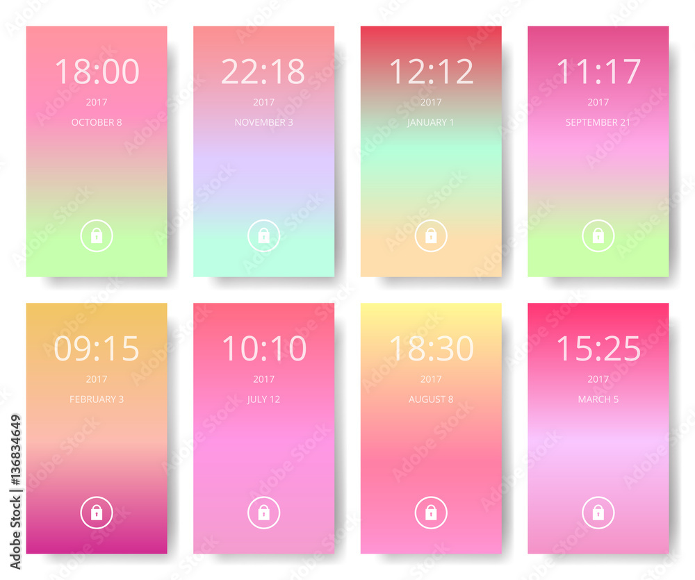 Set of modern user interface, ux, ui screen wallpapers for smart phone ...
