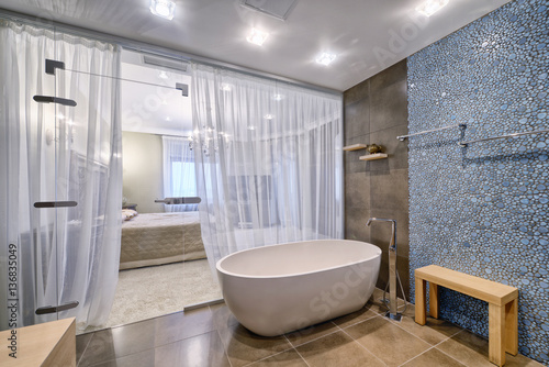 Russia Moscow region - bathroom interior in new luxury country house