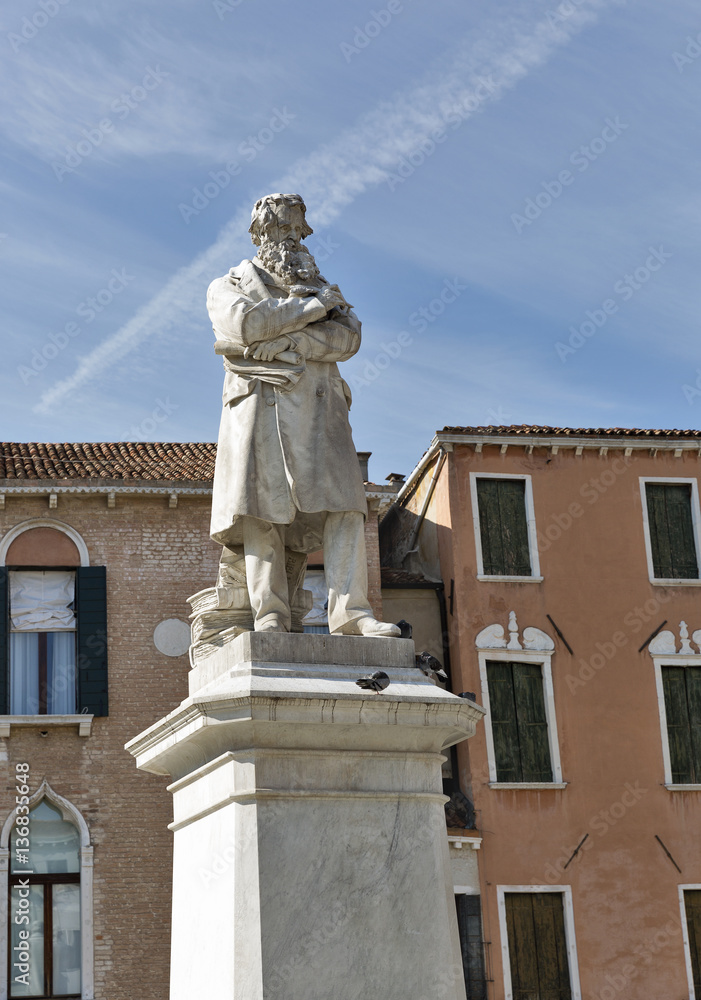 Niccolo Tommaseo statue in Venice, Italy.