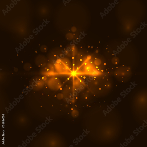 Abstract bright orange light vector background.