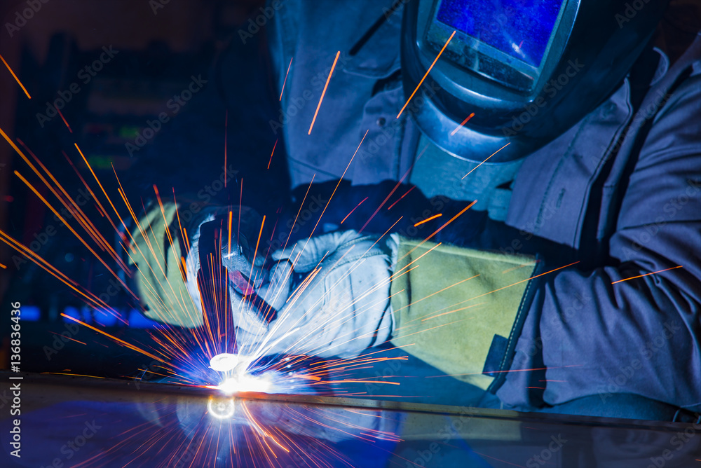 Industrial steel welder in factory technical, Industrial steel welder in factory technical,
