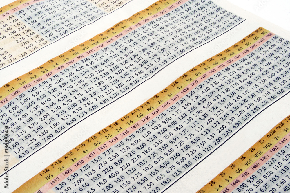 Obraz premium A list of sport betting odds