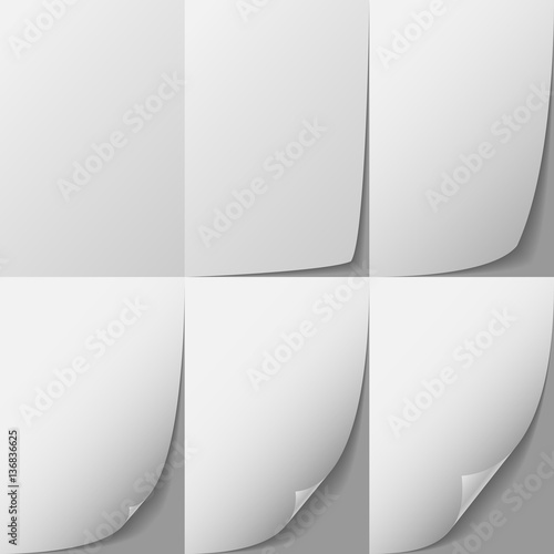White paper page corner curl vector sprite.