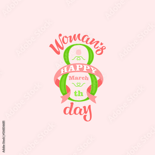 Happy womans day lettering. Hand drawn greeting card