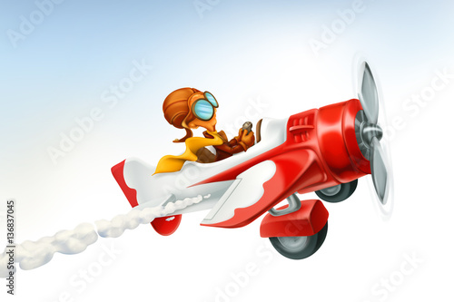 Funny airplane, 3d vector cartoon isolated on white background