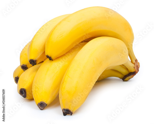 Bunch of fresh, ripe bananas isolated on white background