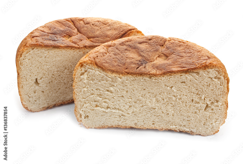 Two halves of homemade fresh bread Two halves of homemade fresh bread