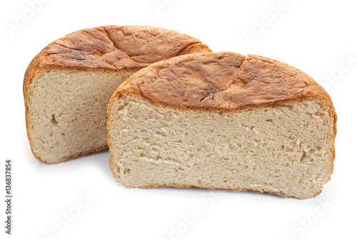 Two halves of homemade fresh bread
