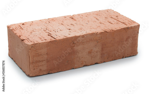 New single unused red brick isolated on white background © Sviatlana