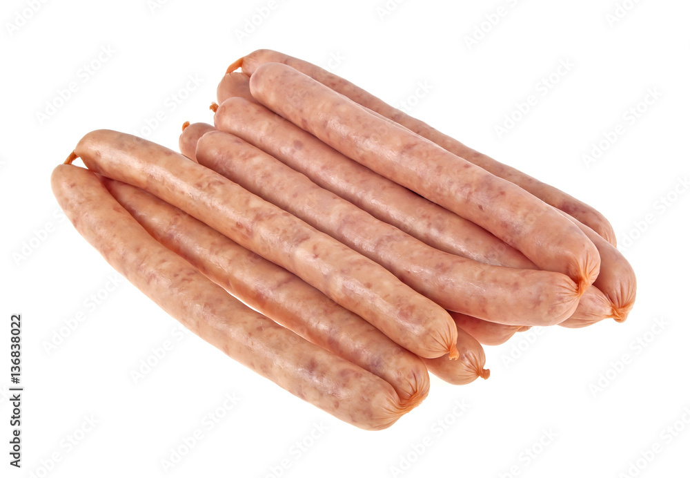 Sausages isolated on a white background Sausages isolated on a white background