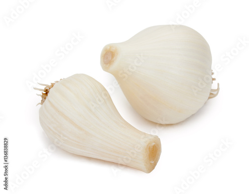 Garlic isolated on white background, close-up.