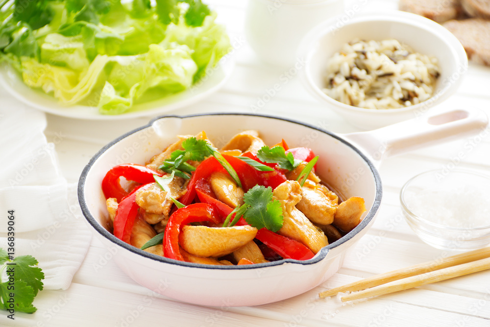 Roast chicken with vegetables and salad. Roast chicken with vegetables and salad.
