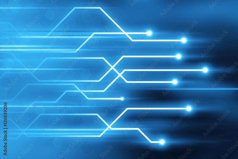 Abstract blue glowing trail lines technology background Abstract blue glowing trail lines technology background