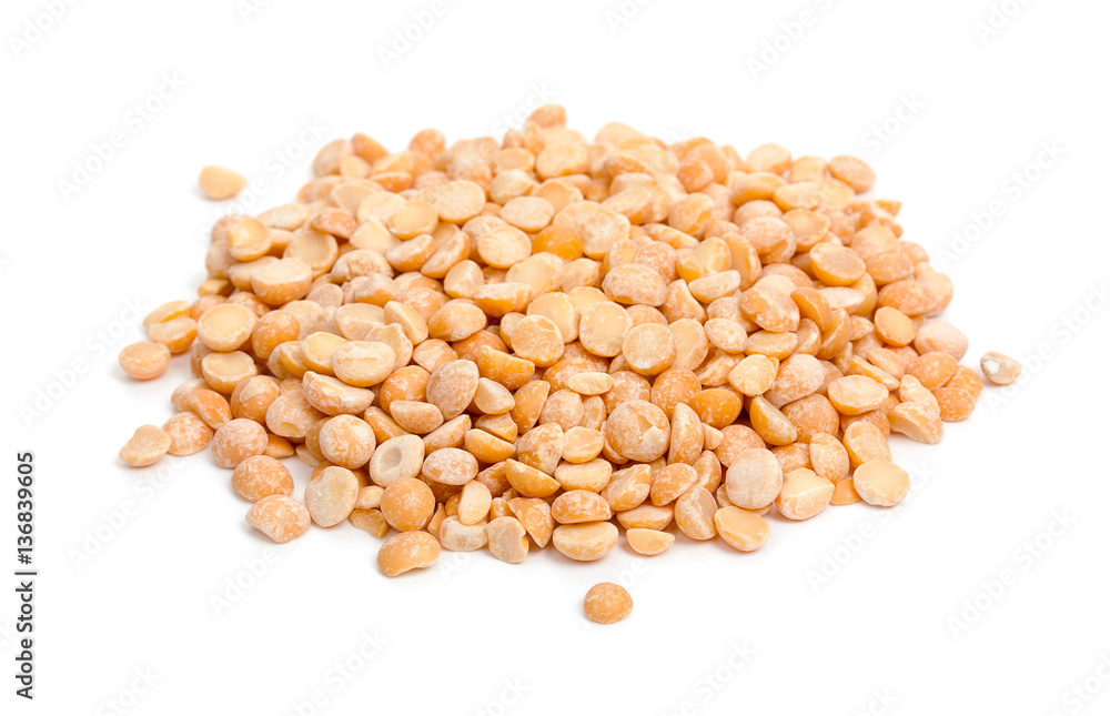 Heap of yellow dried peas isolated on white background Heap of yellow dried peas isolated on white background