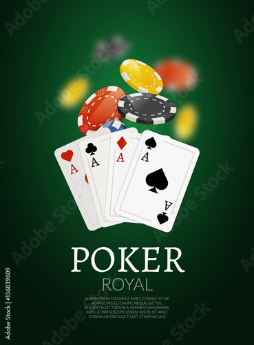 Poker chips and cards bacgkground. Poker Casino template poster. Flyer design layout