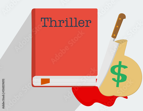 Vector icon book thriller genre.