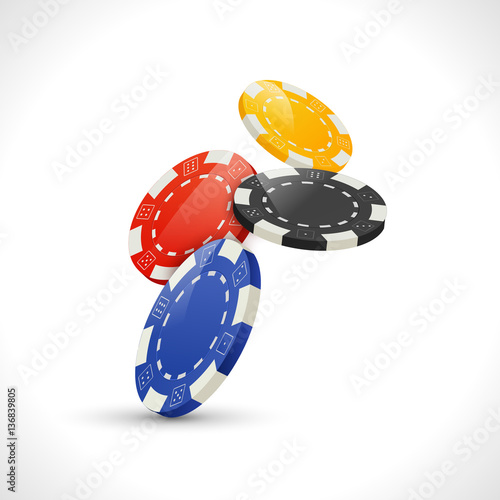 Vector Falling Gambling Poker Chips. Casino leisure illustration