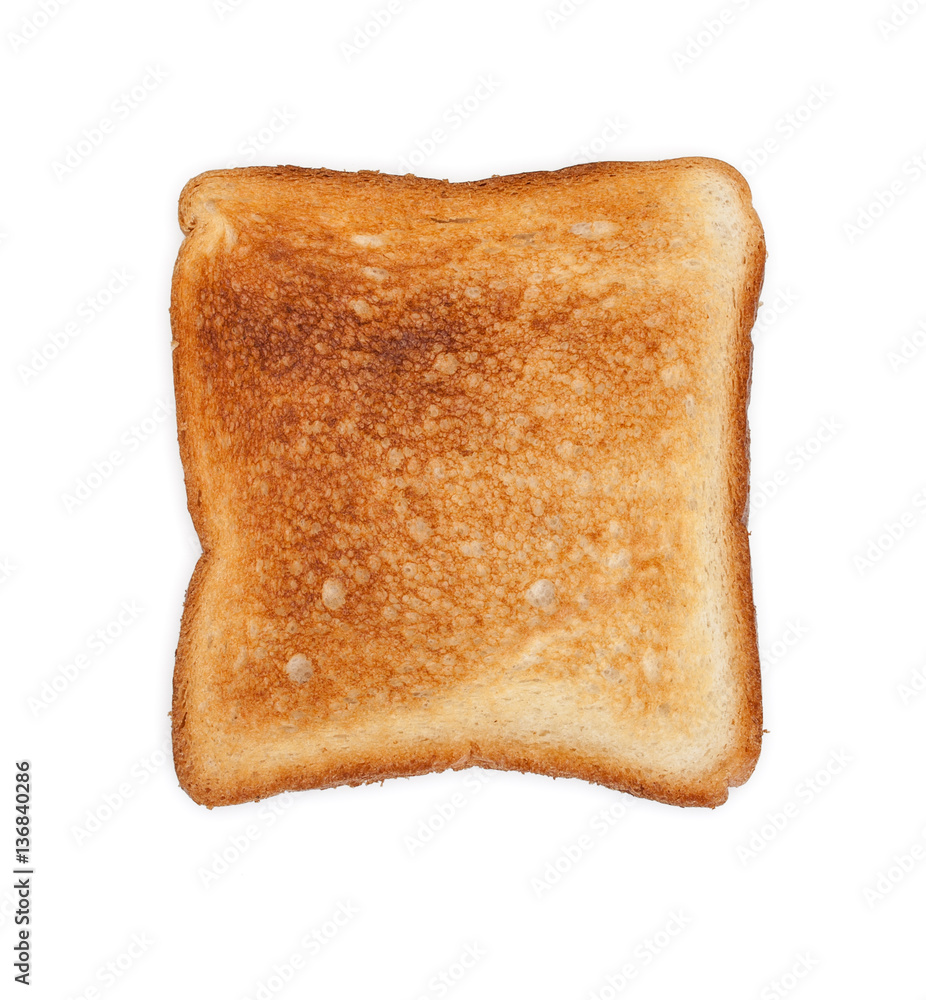 Strong roasted slice of toast bread isolated on white top view Stock Photo  | Adobe Stock