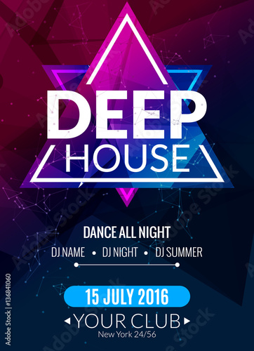 Club electronic deep techno music poster. Musical event DJ flyer. Disco trance sound. Night party