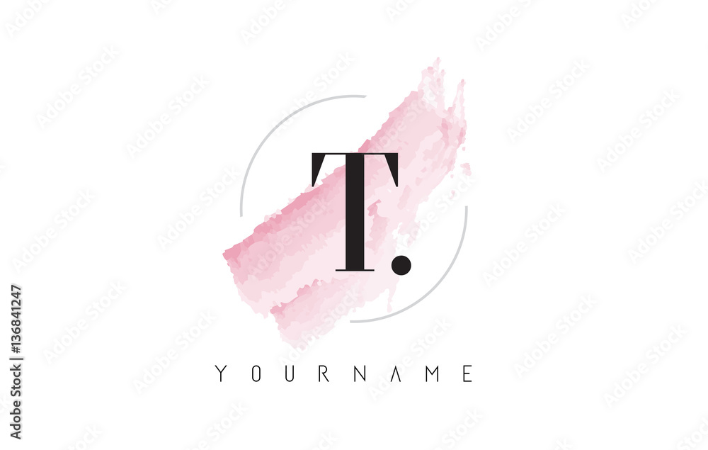 T Letter Logo with Pastel Watercolor Aquarella Brush. T Letter Logo with Pastel Watercolor Aquarella Brush.