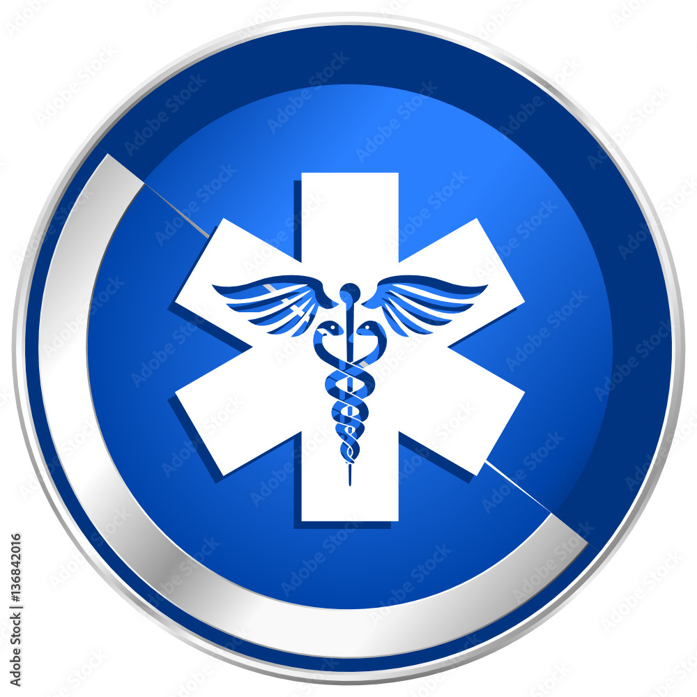 Emergency blue vector web icon. Metal shine silver chrome border round button isolated on white background. Circle modern design abstract sign for smartphone applications. Emergency blue vector web icon. Metal shine silver chrome border round button isolated on white background. Circle modern design abstract sign for smartphone applications.