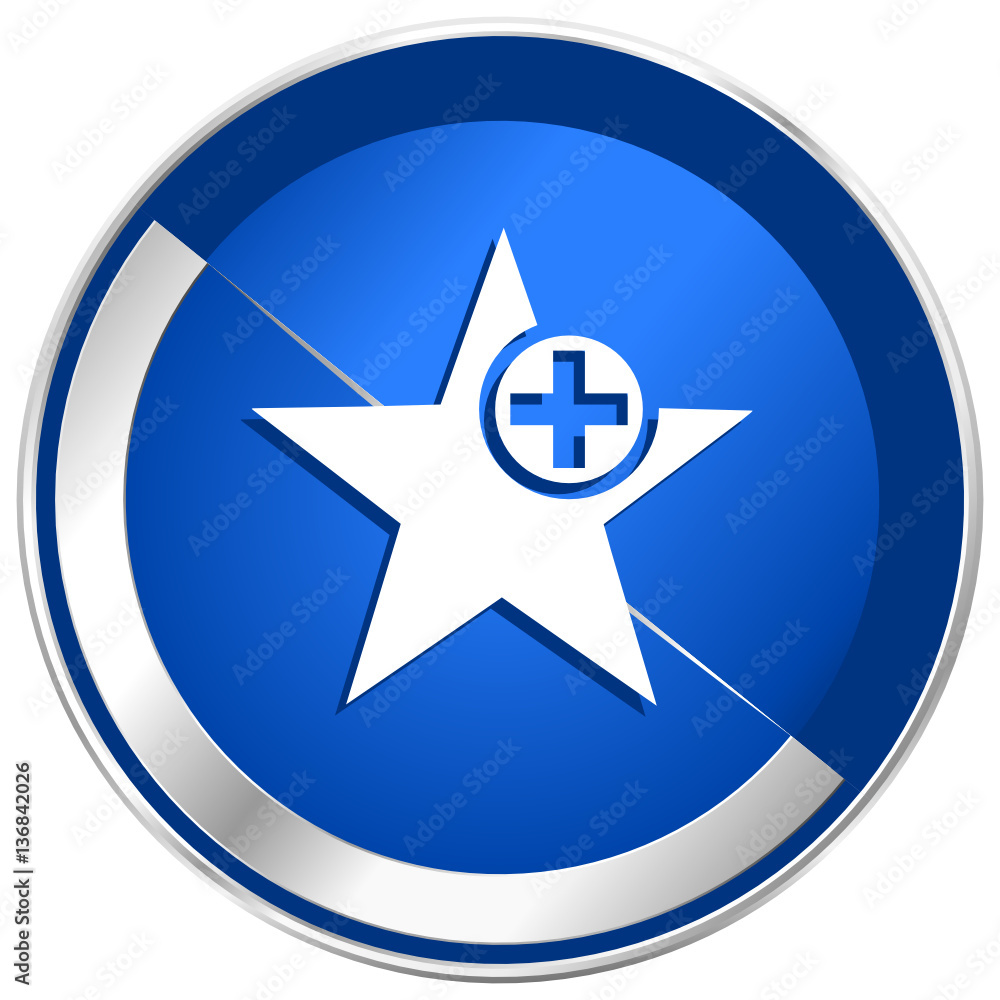 Star silver metallic chrome border web and mobile phone vector blue icon isolated on white bacground. Star silver metallic chrome border web and mobile phone vector blue icon isolated on white bacground.