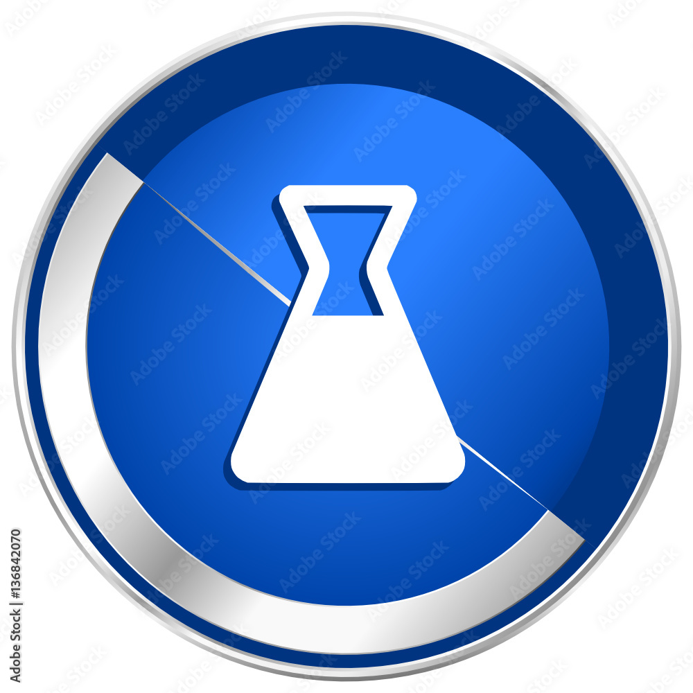 Laboratory blue vector web icon. Metal shine silver chrome border round button isolated on white background. Circle modern design abstract sign for smartphone applications. Laboratory blue vector web icon. Metal shine silver chrome border round button isolated on white background. Circle modern design abstract sign for smartphone applications.