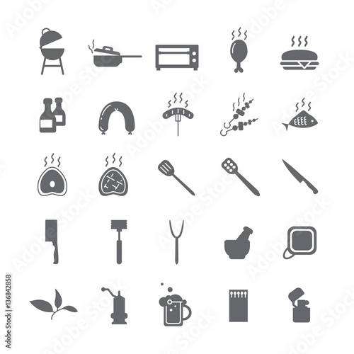 Dark icons with barbecue.