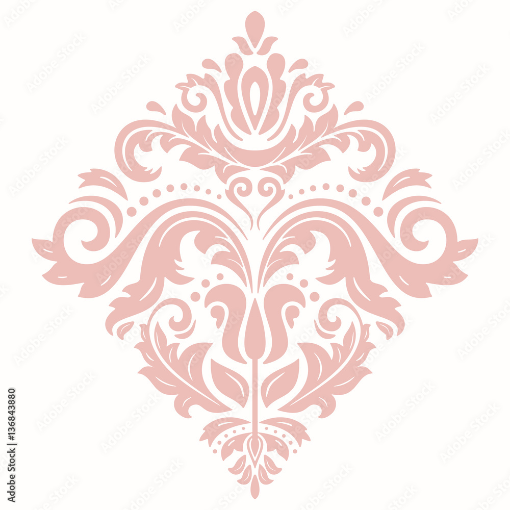Elegant vector pink ornament in classic style. Abstract traditional pattern with oriental elements, Classic vintage pattern