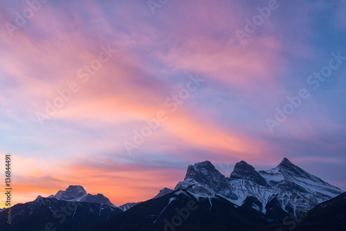 Three Sisters Mountains at Sunrise photo