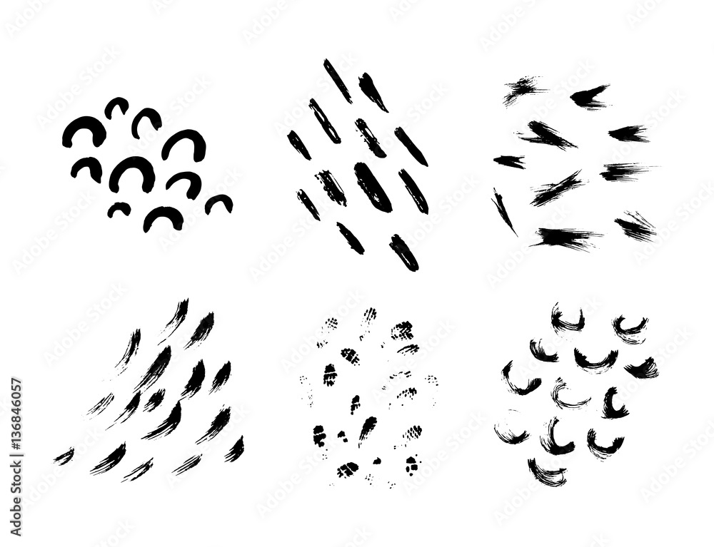 Set of hand drawn design elements. Vector collection of black ink textures and brush strokes. Collection for your design, semirings, brush strokes, dashes, arches. Freehand drawing. Set of hand drawn design elements. Vector collection of black ink textures and brush strokes. Collection for your design, semirings, brush strokes, dashes, arches. Freehand drawing.