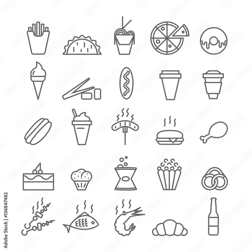 Icons fast food. Icons fast food.