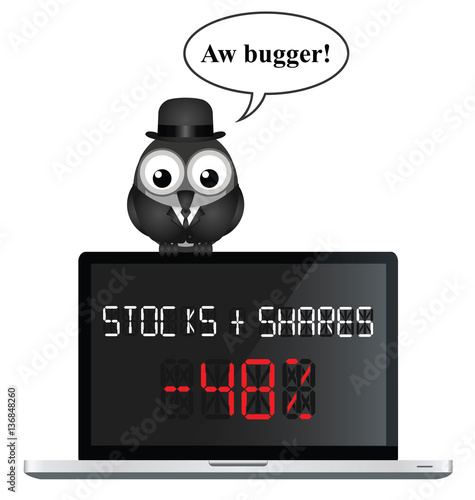 Comical businessman worried about a financial crash 