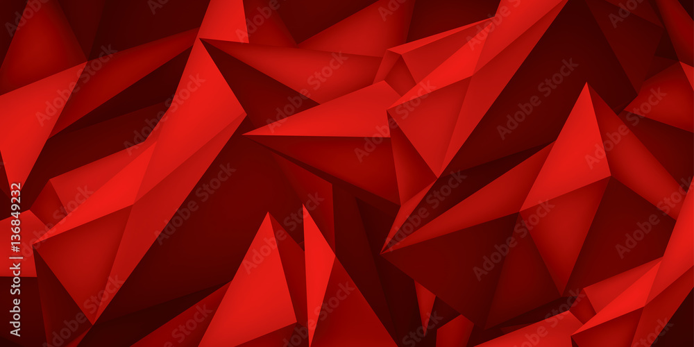 Volume geometric shape, 3d crystal red background, abstraction low polygons  wallpaper, vector design form Stock Vector | Adobe Stock