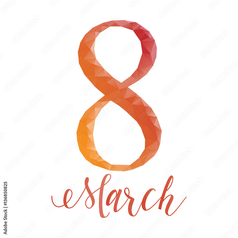 Fototapeta premium Womens day concept. Eight march isolated. Low poly