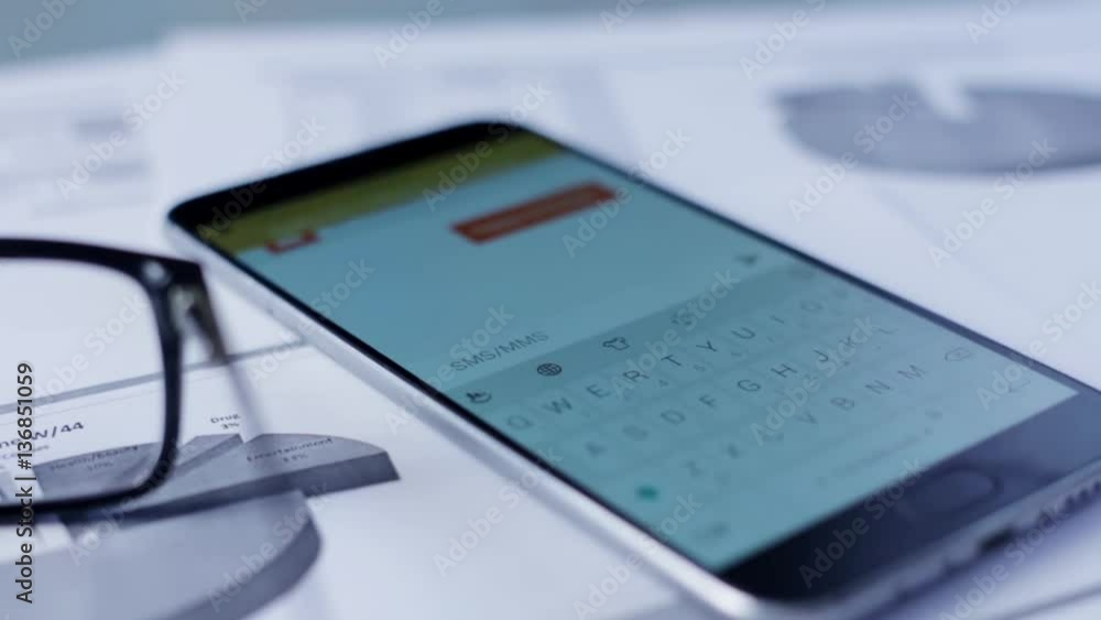 Businessman typing sms happy birthday