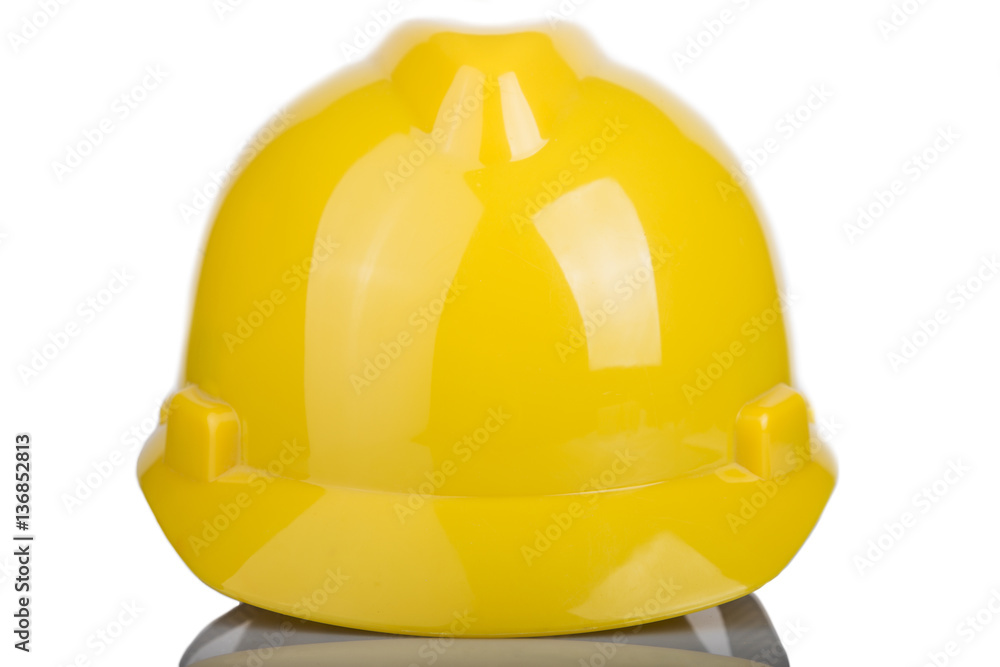 Fototapeta premium Yellow hardhat safety helmet on white background