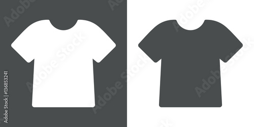 Icono plano camiseta gris y blanco