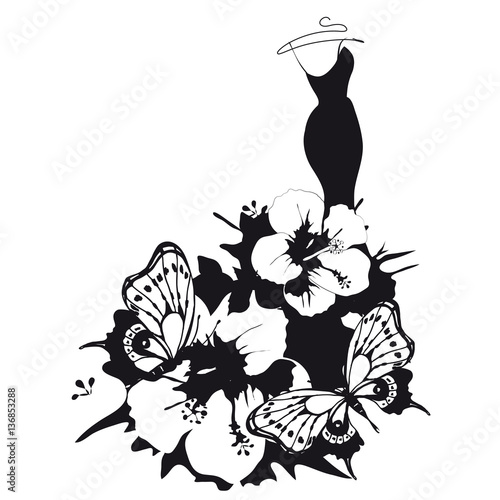 dress design, black, isolated on a white