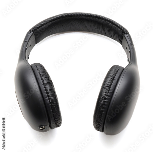 Black headphones isolated on white background 