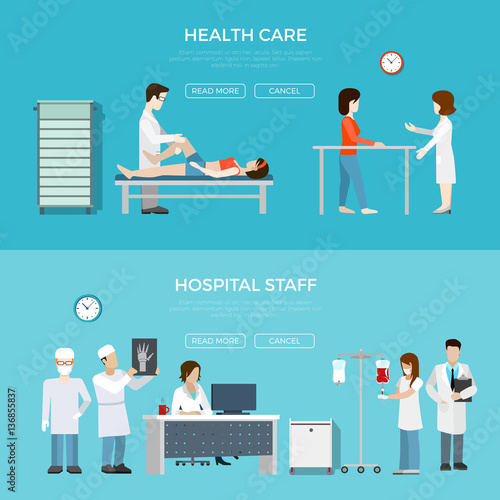 Flat hospital staff equipment vector. Health care concept.