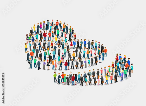Flat isometric crowd of people vector. 3d Love.