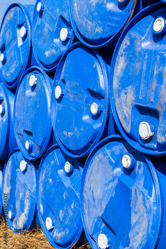 oil barrels or chemical drums stacked up