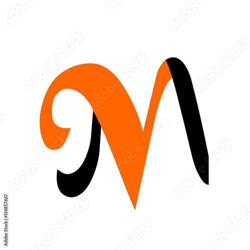 initial letter NM orange and black color logo vector