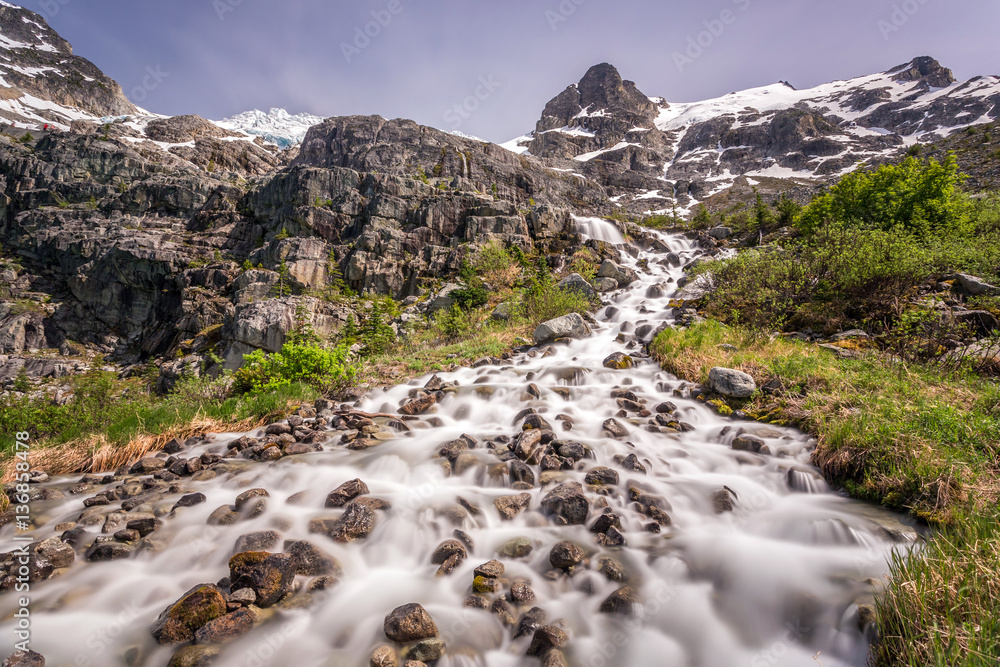Matier Glacier waterfall at Upper Joffre Lake, BC Matier Glacier waterfall at Upper Joffre Lake, BC