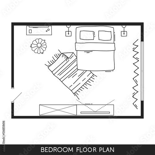 Architectural Plan with furniture in top view
