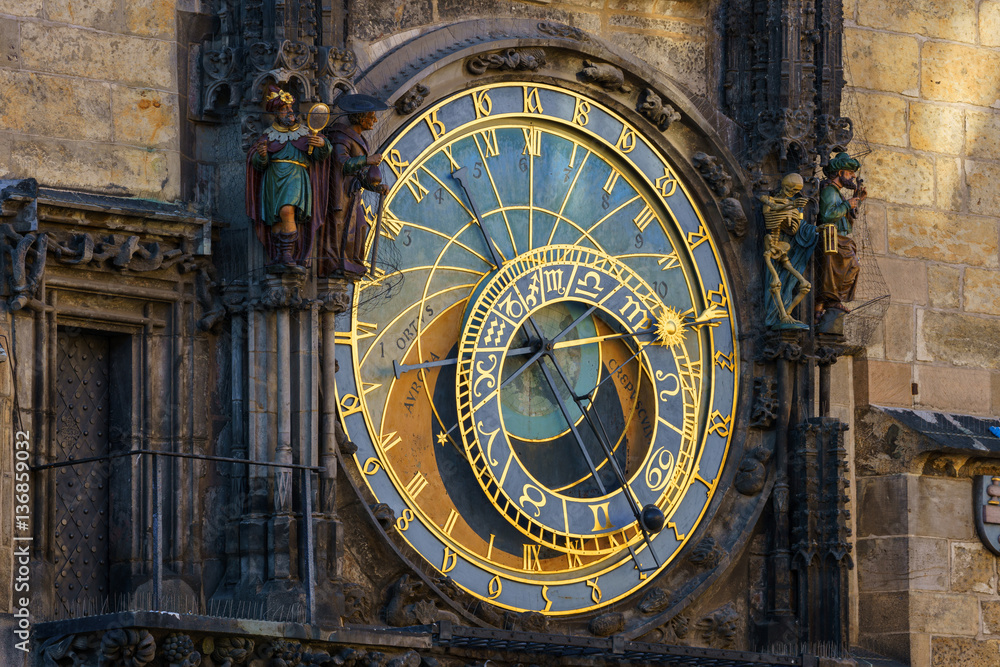 Obraz premium Orloj, Historical medieval astronomical clock, Old Town Hall, Prague, Czech Republic