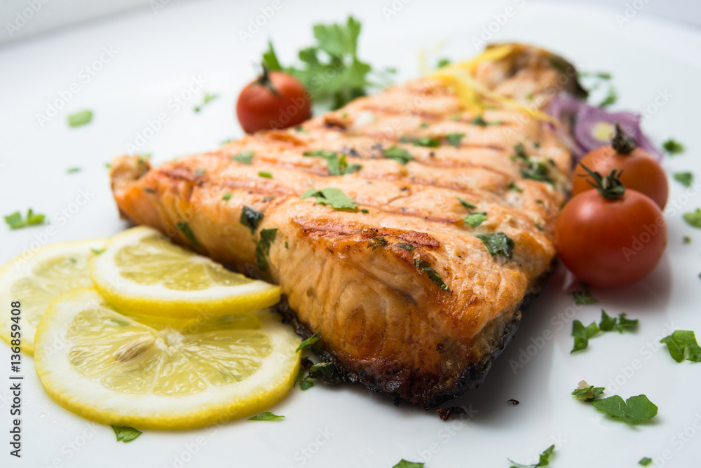 Grilled salmon steak Grilled salmon steak