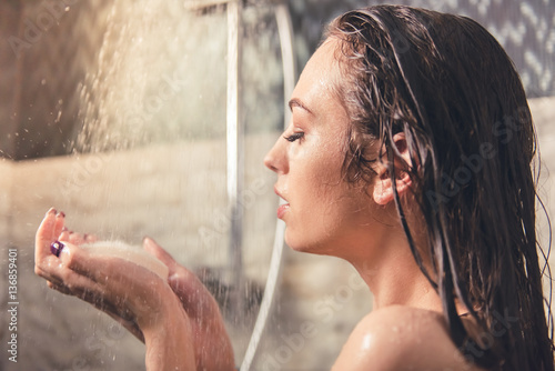 Girl taking shower